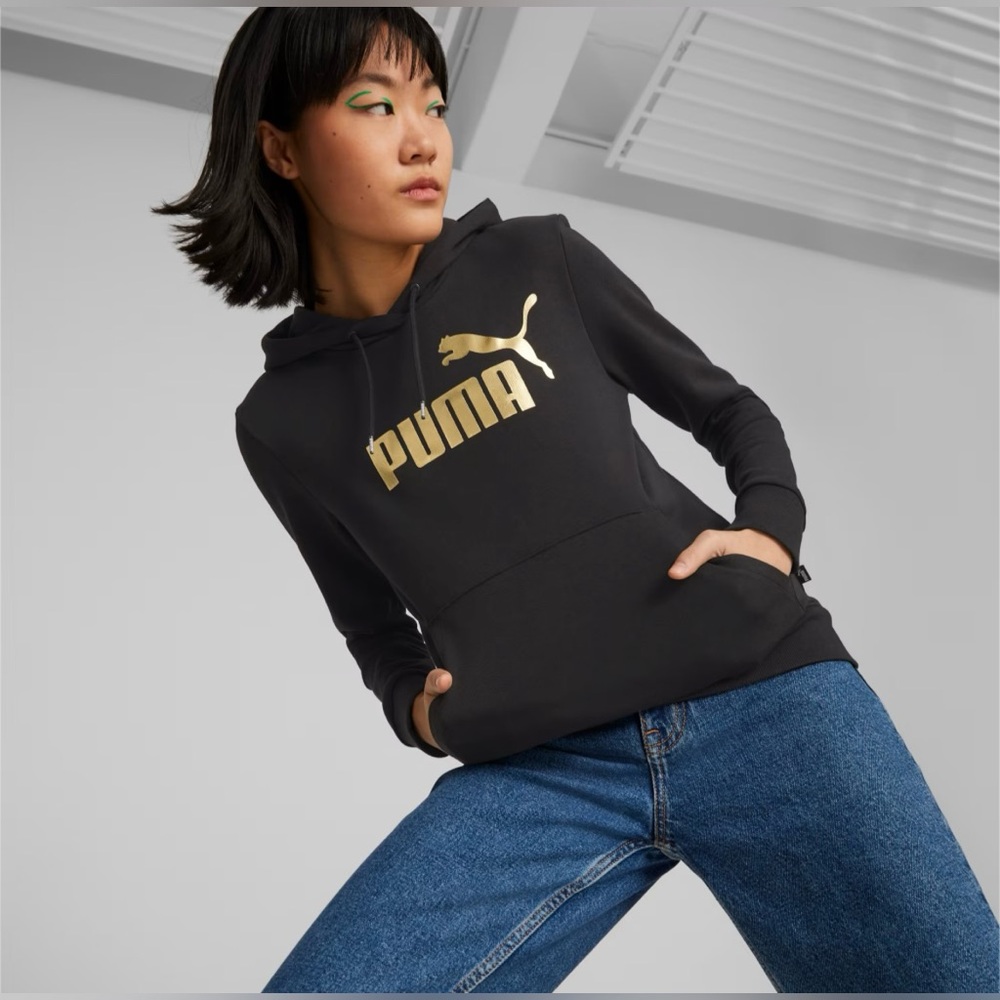 Puma Black & Gold Logo Hoodie – Size Large - Picture 9 of 9